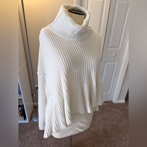 Free People White Cowl Neck Peplum Sweater XS
